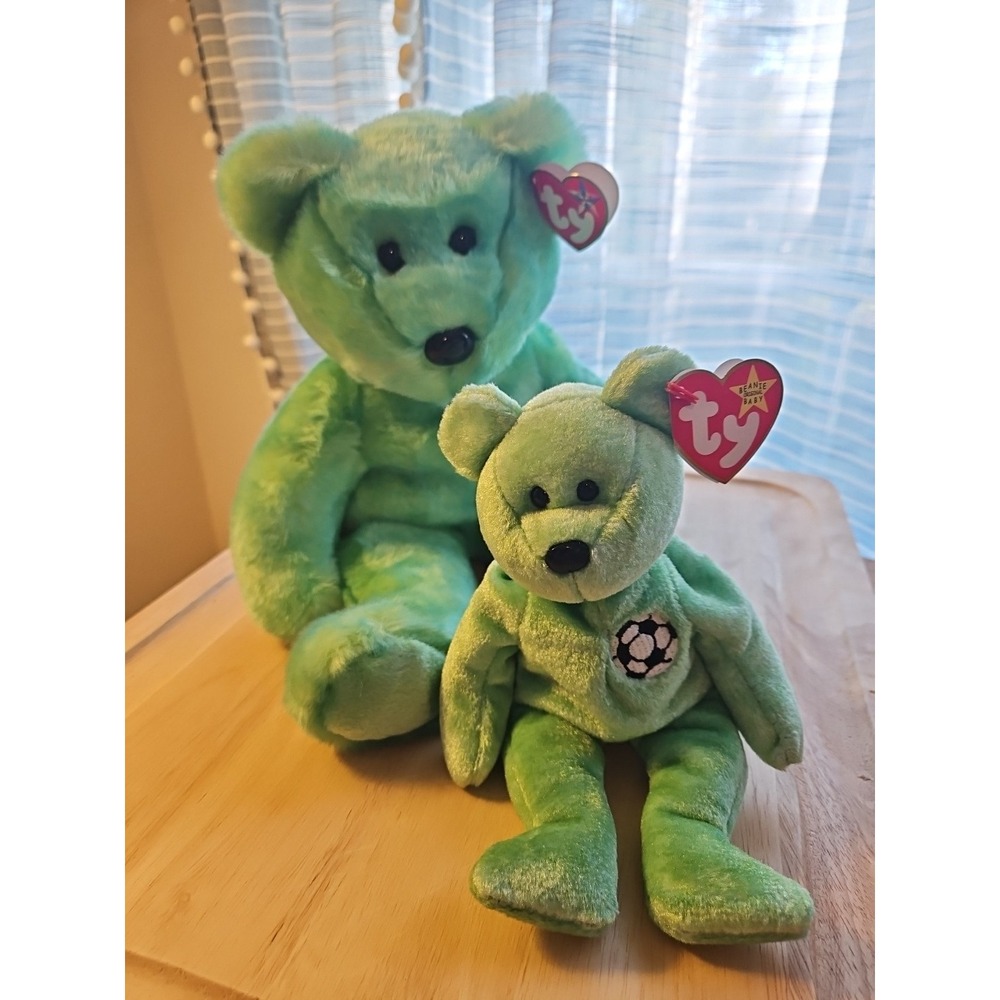 TY Beanie Buddy Kicks the Bear (13 inch)  Very Soft MWMT and Baby